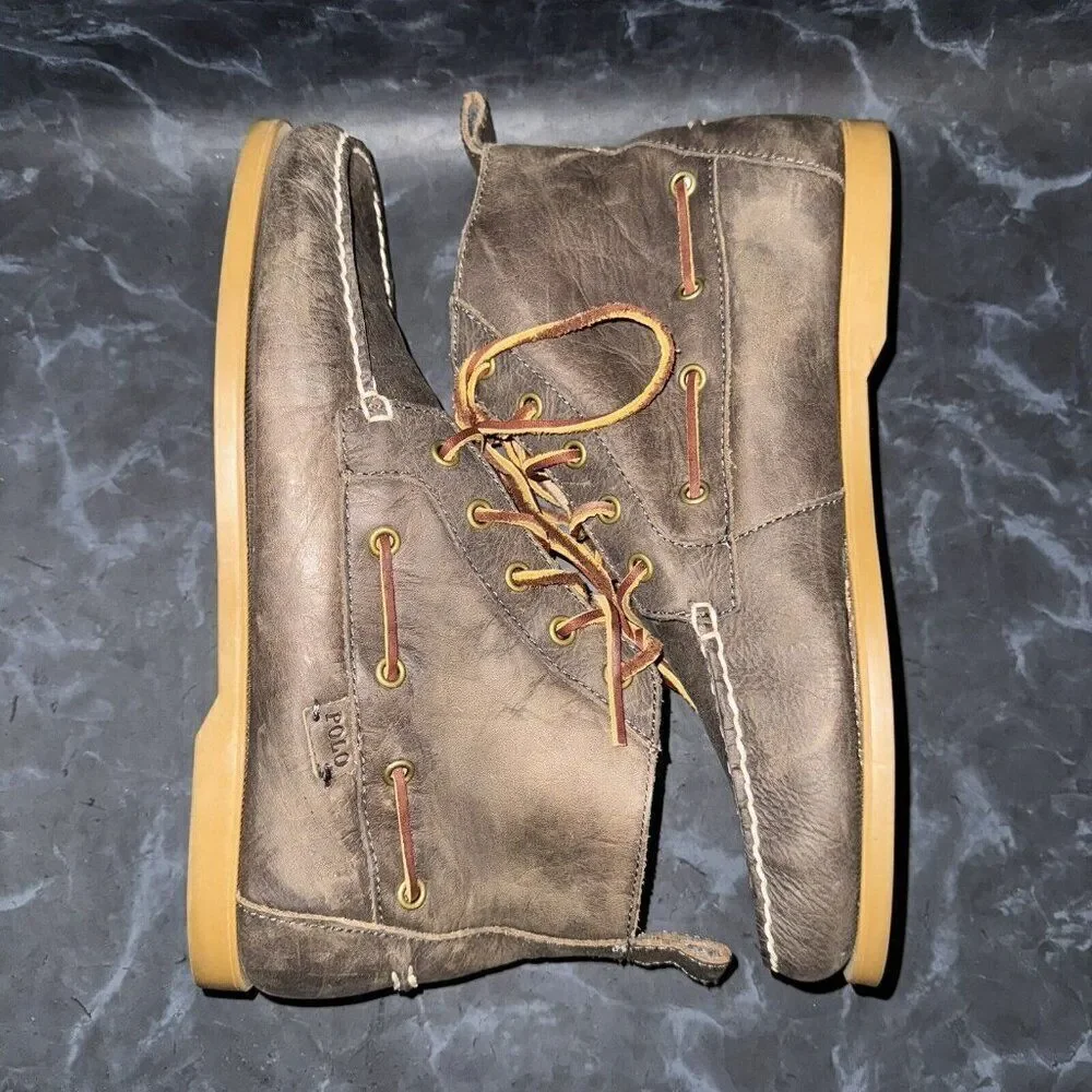 Polo by Ralph Lauren Mens Barrott Bo Brown Distressed Leather Chukka Boots 10.5D